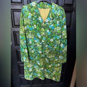 Vintage 70’s Floral Green and Blue Coat size small